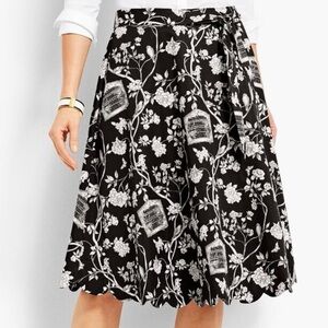 Talbots Black and White Women's Scallop-Edge Birdcage Skirt